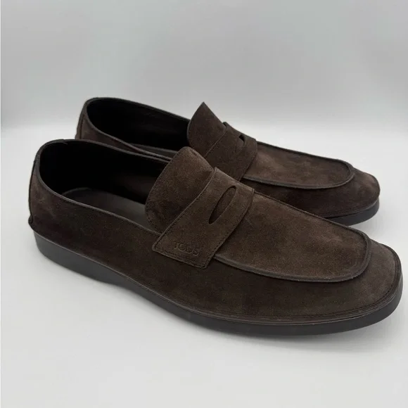 TOD’S Men’s Brown Calfskin Suede Loafers Size 11 Made in Italy $775 Retail